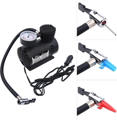 Vista 3 de Mini compresor de aire portátil, bomba de inflado de neumáticos eléctrica de 12 V, manómetro de presión de 300 PSI, para automóvil, bicicleta