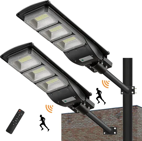 Vista 8 de Lovus - Paquete de 2 luces solares de 3600 W para exteriores, IP65, impermeable, luz LED de seguridad con sensor de movimiento, luz