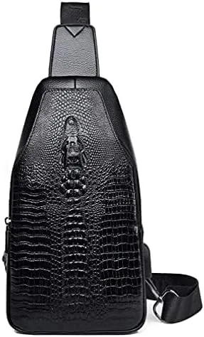 Vista 7 de Mochila de cuero Hebetag estilo bandolera para hombres y mujeres, mochila cruzada para viajes al aire libre y campamento
