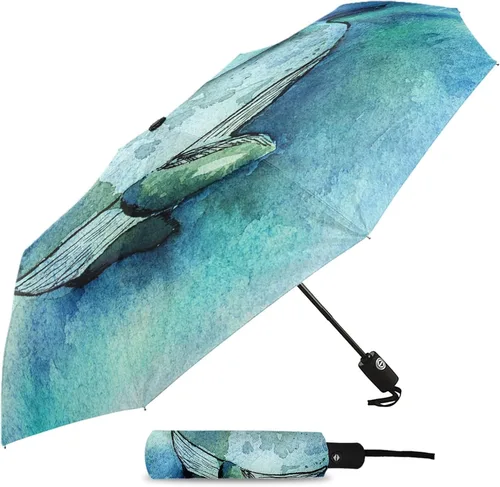 Vista 2 de DHDM Automatic Umbrella for Rain and Sun Male Women Beach Parasol Print Folding Umbrella