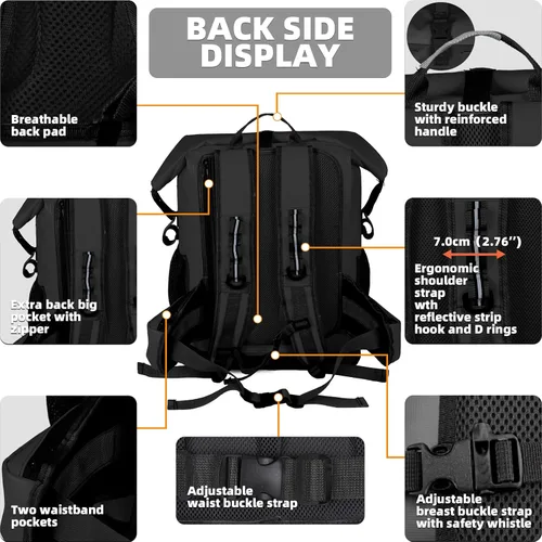 Vista 57 de MORXPLOR Bolsa seca impermeable, 5L/10L/20L/30L/40L/55L Mochila seca con funda impermeable para teléfono para natación, kayak