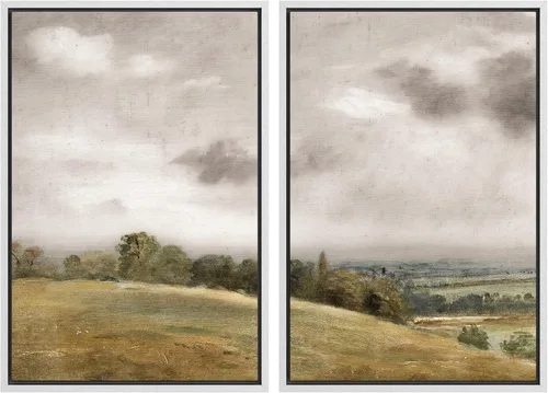 Vista 20 de MUDECOR Lienzo enmarcado para pared, bosque brumoso, reflejos, paisaje tranquilo, ilustraciones modernas, arte decorativo, bohemio, tranquilo/zen