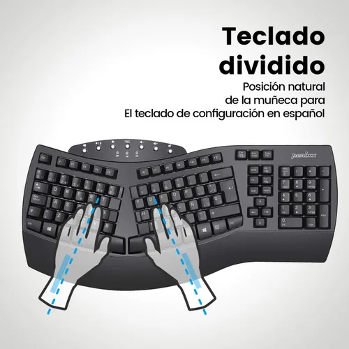Vista 3 de Perixx PERIBOARD-612B ES - Teclado Inalámbrico RF con divisiones, sistema Dual y Bluetooth 4.0, Compatible con Windows 10 y macOS - QWERTY Español