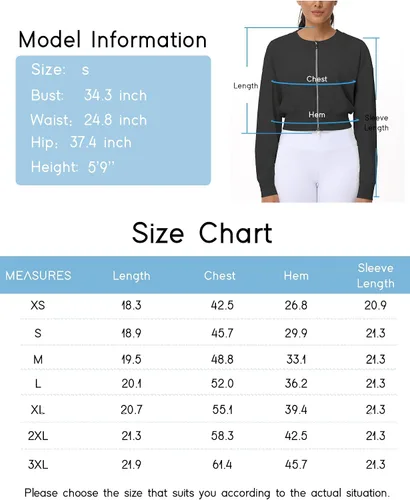 Vista 7 de THE GYM PEOPLE Chaquetas cortas para mujer, con cremallera completa, manga larga, acanaladas, sudaderas de entrenamiento, ligeras, casuales