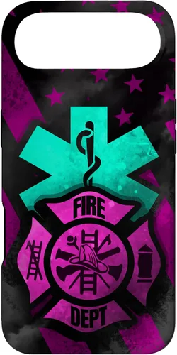 Vista 27 de EMT EMS Firefighter Pink Turquoise Fire Rescue American Flag Case for iPhone 16