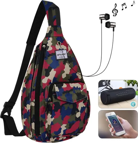 Vista 6 de HAWEE Mochila bandolera para mujer, anti-agua, ajustable inclinado