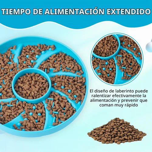 Vista 3 de Tazón de silicona para perros, comedero lento de silicona, con forma de rompecabezas, antiasfixia, cuencos de comida para mascotas, capacidad de 2