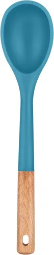 Vista 13 de Cucharas de cocina grandes de silicona, cuchara antiadherente con mango de madera maciza, cucharas de cocina de silicona resistentes al calor