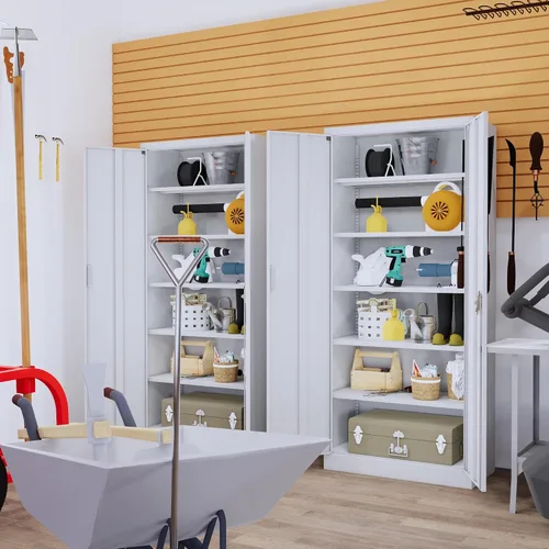 Vista 73 de BESFUR Armarios de almacenamiento de metal con estantes y puertas, armario de almacenamiento con cerradura de 36" de altura para oficina en casa