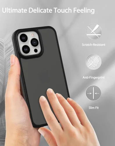 Vista 5 de Foluu Funda delgada para iPhone 15 Pro Max 2023-2X protector de pantalla de vidrio templado y 2 protectores de lente de cámara, parte trasera