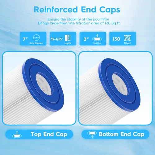 Vista 4 de Cartuchos de filtro de piscina CCP520 de repuesto para Pentair CCP520, PCC130, R173578, Unicel C-7472, Filbur FC-1978, FC-6475, 4 x 130 pies