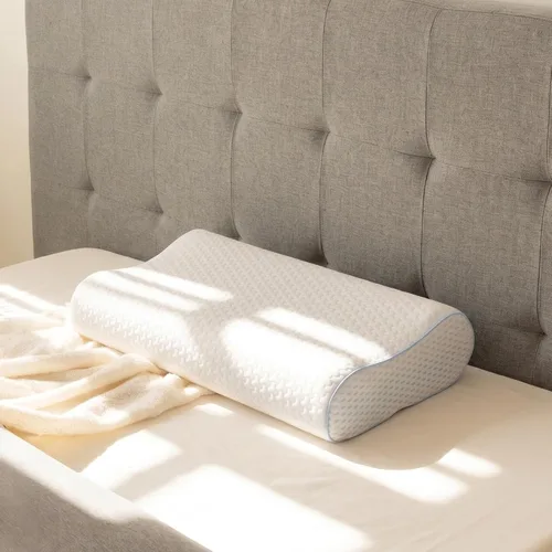 Vista 9 de EGOHOME Almohada de espuma viscoelástica de contorno ajustable para dormir de lado y espalda, almohada ergonómica de cama ondulada con altura