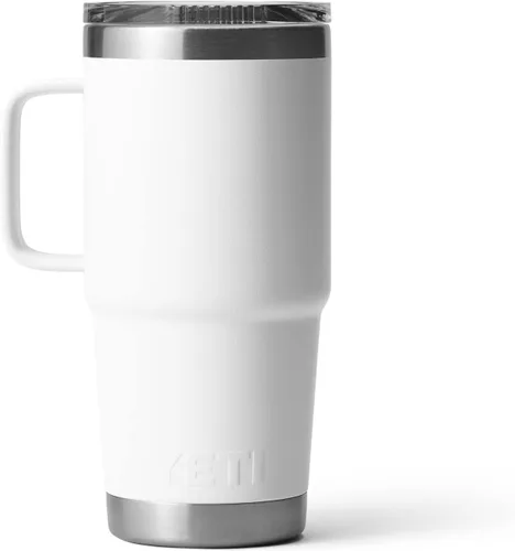 Vista 3 de YETI - Vaso de viaje Rambler de 20 onzas, de acero inoxidable, aislada al vacío con tapa fuerte Stronghold Blanco