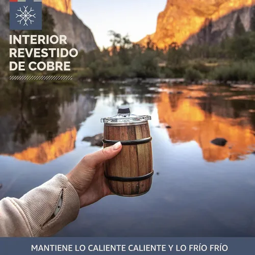 Vista 6 de ORCA Barrel - Vaso de acero inoxidable con aislamiento térmico de 12 onzas con una elegante impresión de grano de madera, para whisky, cerveza