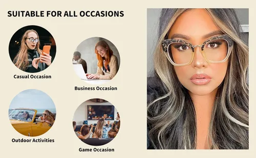 Vista 6 de FEISEDY Gafas de gran tamaño con bloqueo de luz azul retro Cateye para computadora para mujeres B4107