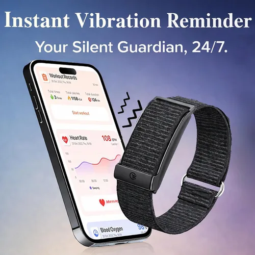 Vista 7 de Pulsera inteligente, rastreador de salud y fitness, monitor de corazón 24/7 y rastreador de sueño, pulsera multideporte con aplicación gratuita Negro