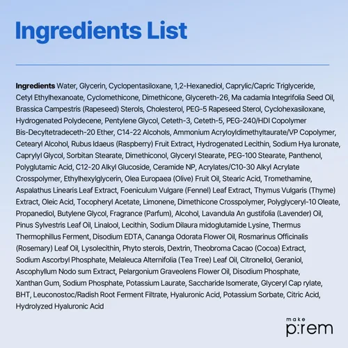 Vista 9 de MAKE P:REM Hydrate Me. Crema de micro tensión, tipo gel acuoso hidratante, crema facial hidratante con acabado no pegajoso para piel seca, sensible