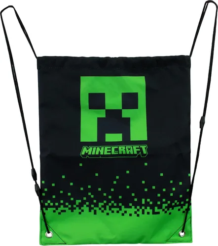Vista 2 de Minecraft Bolsa de entrenamiento Bolsa de zapatos para niños Bolsas con cordón para niños Producto oficial, Negro -, Mochilas de mochila