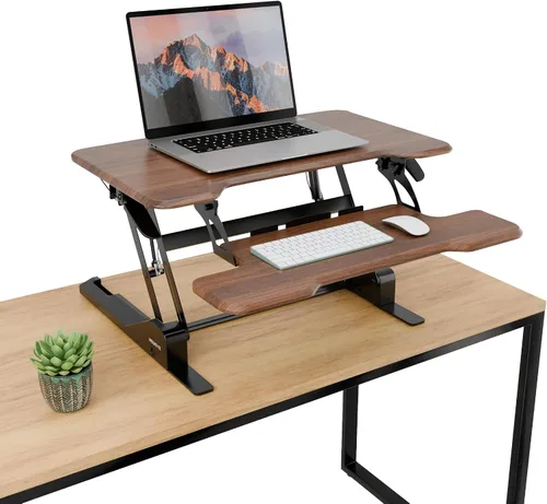 Vista 11 de Mount-It! Convertidor de escritorio de pie ajustable en altura, elevador compacto de escritorio de mesa de 30 pulgadas de ancho con resorte de gas