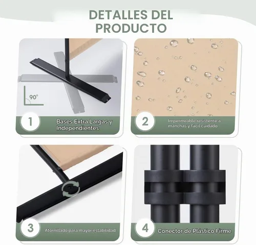 Vista 5 de RANTILA Divisor de habitación de 4 paneles, pantalla de privacidad plegable de 6 pies con pies anchos, partición independiente para separación