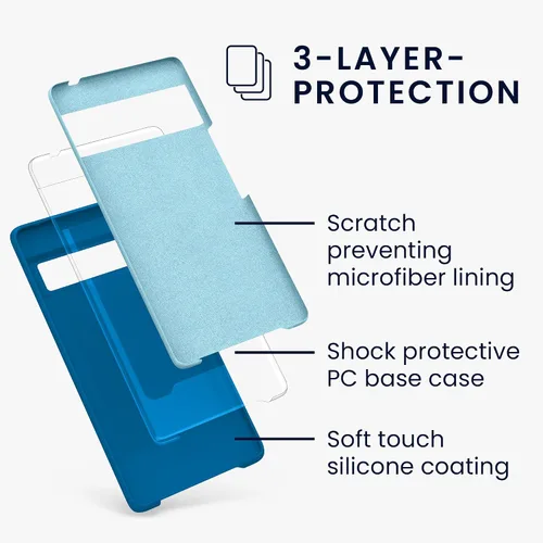 Vista 2 de kwmobile Funda Compatible con Google Pixel 6 Pro - Funda de teléfono de silicona TPU con acabado suave - Azul Arrecife