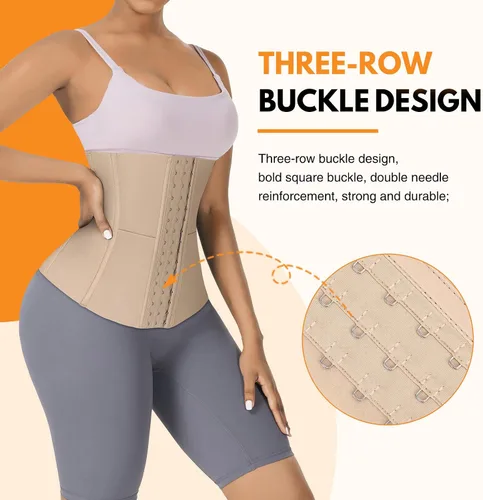 Vista 2 de Waist Trainer for Women Adjustable Underbust Corsets Latex Body Shaper 9 Steel Bones 3 Rows for Hooks and Pocket