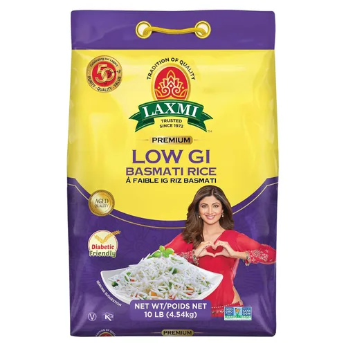 Vista 3 de Laxmi - Arroz basmati con índice glucémico inferior, 4 libras (ideal para diabéticos)
