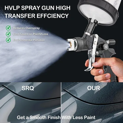 Vista 3 de El kit de pistola de pulverización de aire HVLP incluye 10 vasos de pintura desechables de 22.0 fl oz con boquillas de 1.4/1.7/0.079 in. La pistola