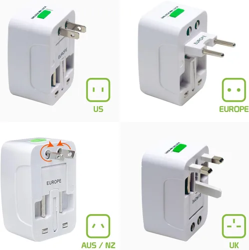 Vista 3 de Adaptador de viaje, universal todo en uno en todo el mundo convertidor de enchufe de viaje internacional-EE. UU. UE AUS/NZ Reino Unido Europa Asia