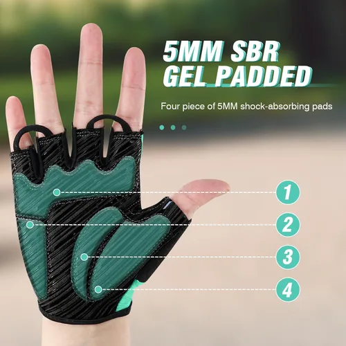 Vista 2 de Guantes de ciclismo para hombres y mujeres con almohadilla antideslizante que absorbe los golpes, peso ligero, ajuste agradable, guantes