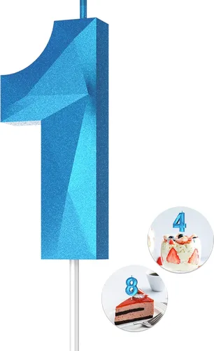Vista 22 de Velas de cumpleaños con números (0 velas negras), forma de diamante 3D, decoración de pastel de feliz cumpleaños para niños y hombres, cumpleaños