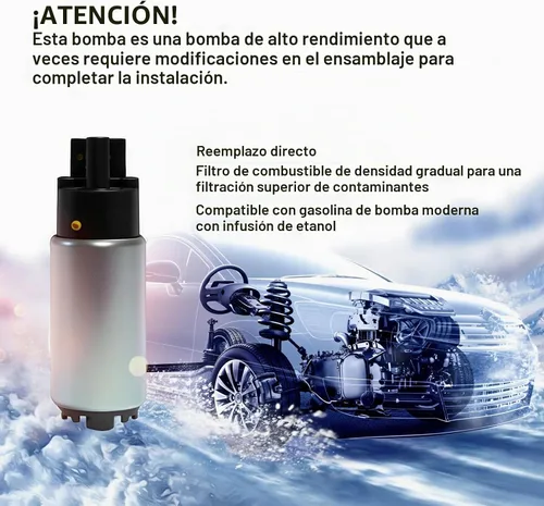 Vista 2 de Bomba de combustible eléctrica Intank universal con kit de instalación de 10 piezas para múltiples modelos reemplaza E2068 E8213 EFP382A A3813