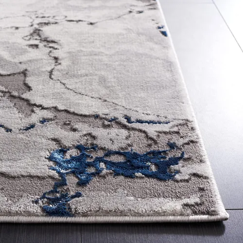 Vista 4 de SAFAVIEH Craft Collection - Alfombra para pasillo, 2 pies 3 pulgadas x 8 pies, gris y azul, diseño abstracto moderno, no desprende pelusa y de fácil