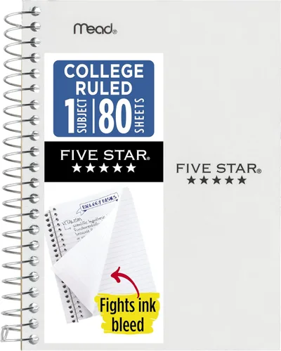 Vista 16 de Five Star - Cuaderno de espiral, 1 materia, papel con líneas universitarias, tamaño personal, 4-3/8" x 7", 80 hojas, combate el sangrado de tinta
