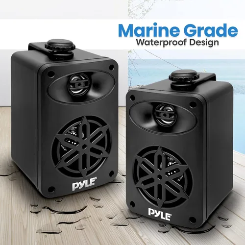 Vista 5 de PYLE Altavoces al Aire Libre - Altavoces Impermeables de Grado Marino, Montaje Universal, Construcción de ABS Resistente - Uso en Barco, Patio, Negro