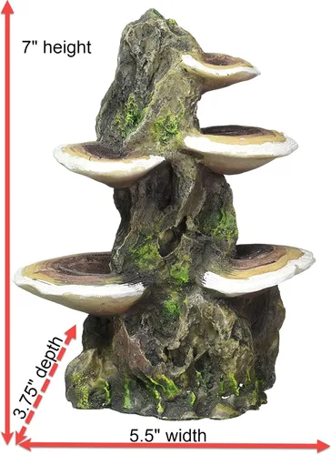 Vista 3 de Penn-Plax Deco-Réplicas - Tronco de árbol con estante para decoración de acuario de hongos, seguro para peceras de agua dulce y salada
