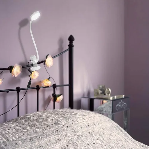 Vista 5 de LEPOWER Luz de clip, lámpara de lectura de libros para escritorio, cabecera Blanco