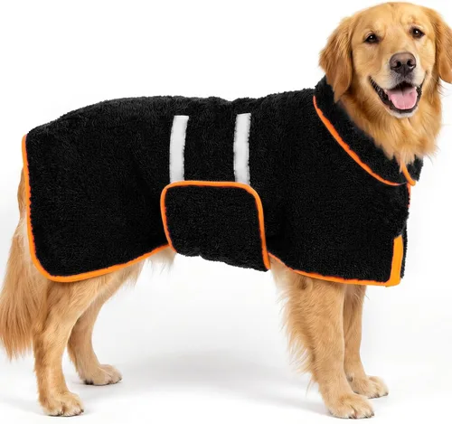 Vista 64 de Bienbee Albornoz para perro, súper absorbente para perros pequeños a Negro