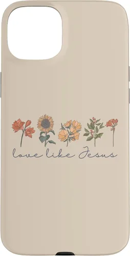 Vista 9 de Love Like Jesus - Carcasa para iPhone 17, diseño de flores y texto bíblico, religioso