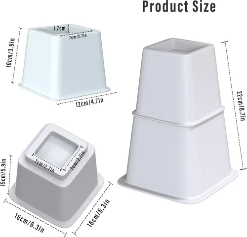 Vista 5 de Lufia Elevadores de muebles de cama resistentes, elevación en alturas de 3, 5 u 8 pulgadas, elevadores de muebles ajustables para sofá, mesa, sofá