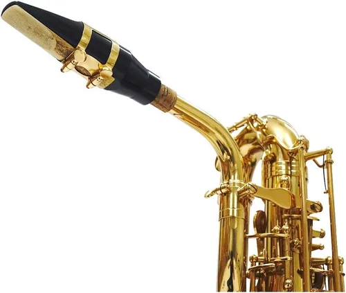 Vista 7 de Libretto Kit de boquilla de saxofón barítono: juego estándar con boquilla ABS 4C, tapa de plástico, ligadura lacada dorada, regalo, finamente