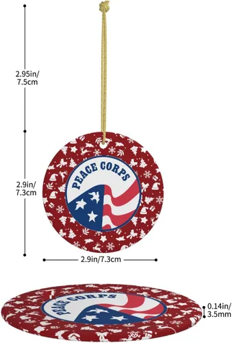 Vista 4 de Peace Corps Adornos de Navidad, adornos de cerámica redondos de porcelana, adorno de árbol de Navidad, oficina, decoración del hogar, recuerdos