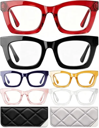 Vista 10 de CCVOO - Lentes de lectura Oprah, con filtro de luz azul, lentes para computadora, para mujer, paquete de 6