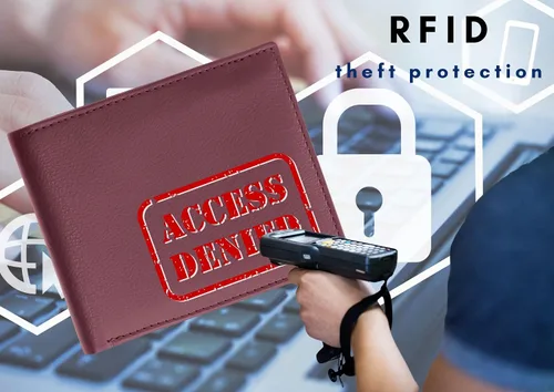 Vista 10 de Bullz RFID bloqueo de señal de protección contra robo de cuero grande grueso de seguridad para hombre cartera, Negro