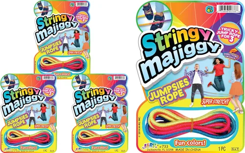 Vista 7 de 2CHILL Chinese Jump Rope (Pack) Elastic Skipping Rope Game for Kids & Adults Colorful Stretchy Jump Rope for Kids, Girls and Boys. Party Favor.