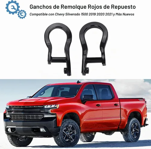 Vista 2 de Ganchos de remolque compatibles con Chevy Silverado 1500 2019, 2020, 2021 y más nuevos, reemplaza # 84280202 (negro)
