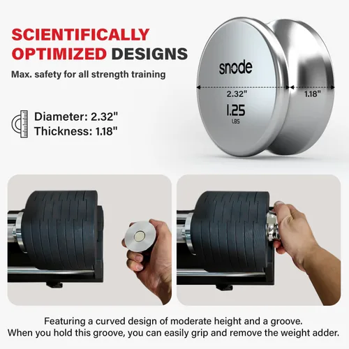 Vista 6 de SNODE AD80 Drop Proof 80 lbs Adjustable Dumbbell Set -Adjustable Weights with Cast Iron Plates and Cradle, Knurled Handle, Fast Adjust, Compact Home