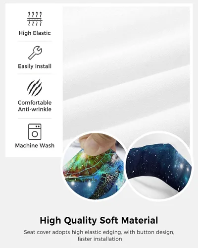 Vista 5 de LiDU Funda para silla de oficina de tortuga marina, fundas elásticas giratorias para respaldo de silla de computadora, fundas elásticas para sillas