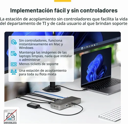 Vista 3 de StarTech Base USB 4 sin controlador, doble 4K 144Hz para Mac y Windows, 100
