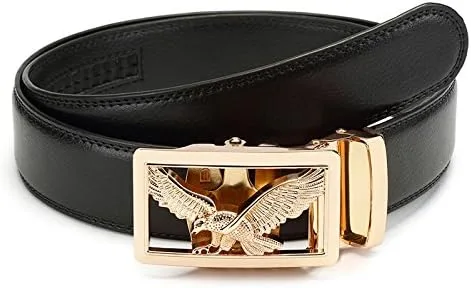 Vista 2 de Volanic Cinturón de cuero con trinquete para hombre con hebilla automática
